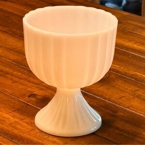 White milk glass type footed bowl